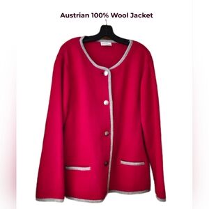 STAPF Austrian Traditional Red Wool Jacket with Gray Trim❤️✨️